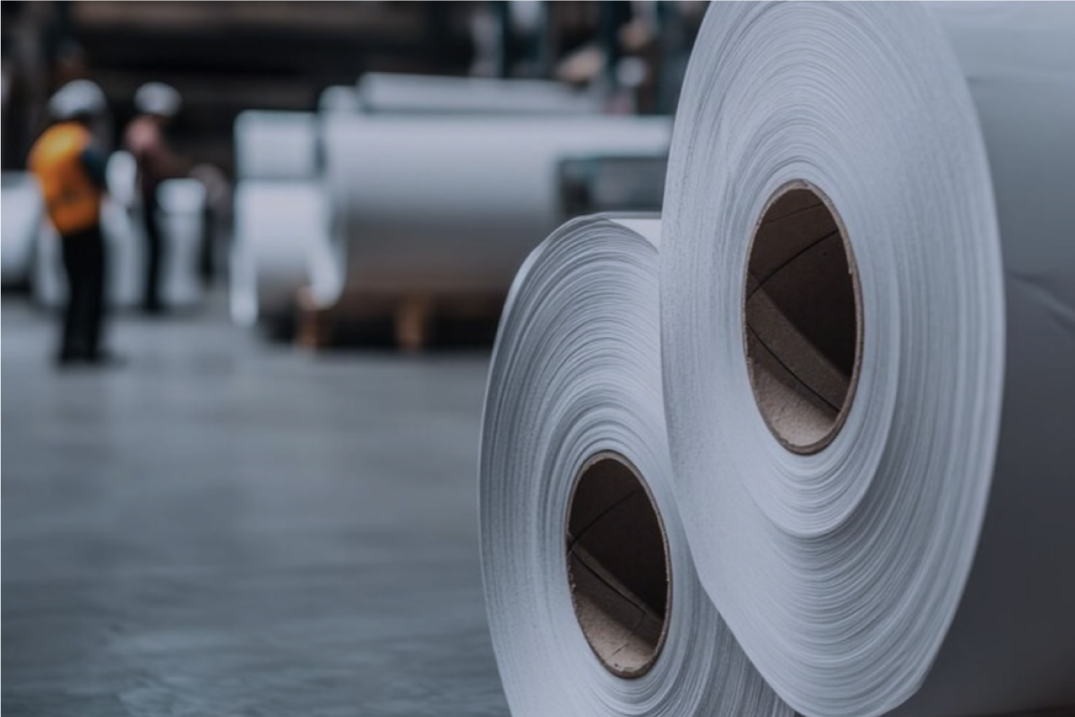 Rollos de material en fábrica